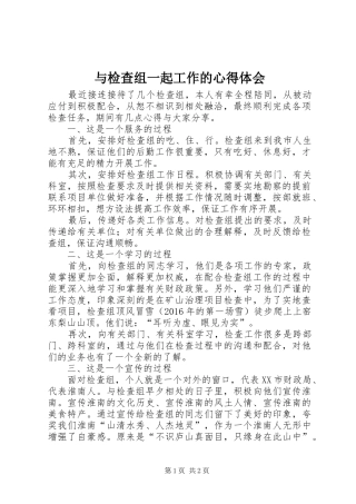 与检查组一起工作的心得体会