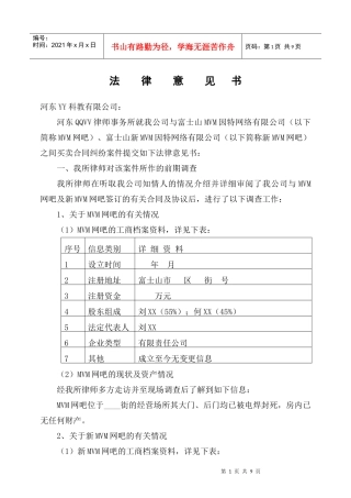 民事诉讼案件分析法律意见书