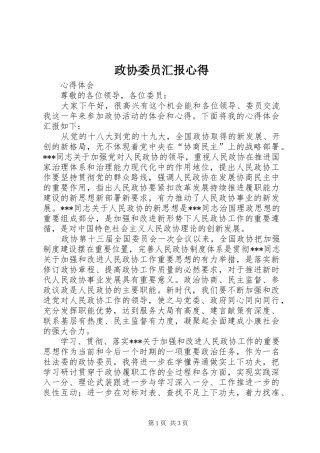 政协委员汇报心得