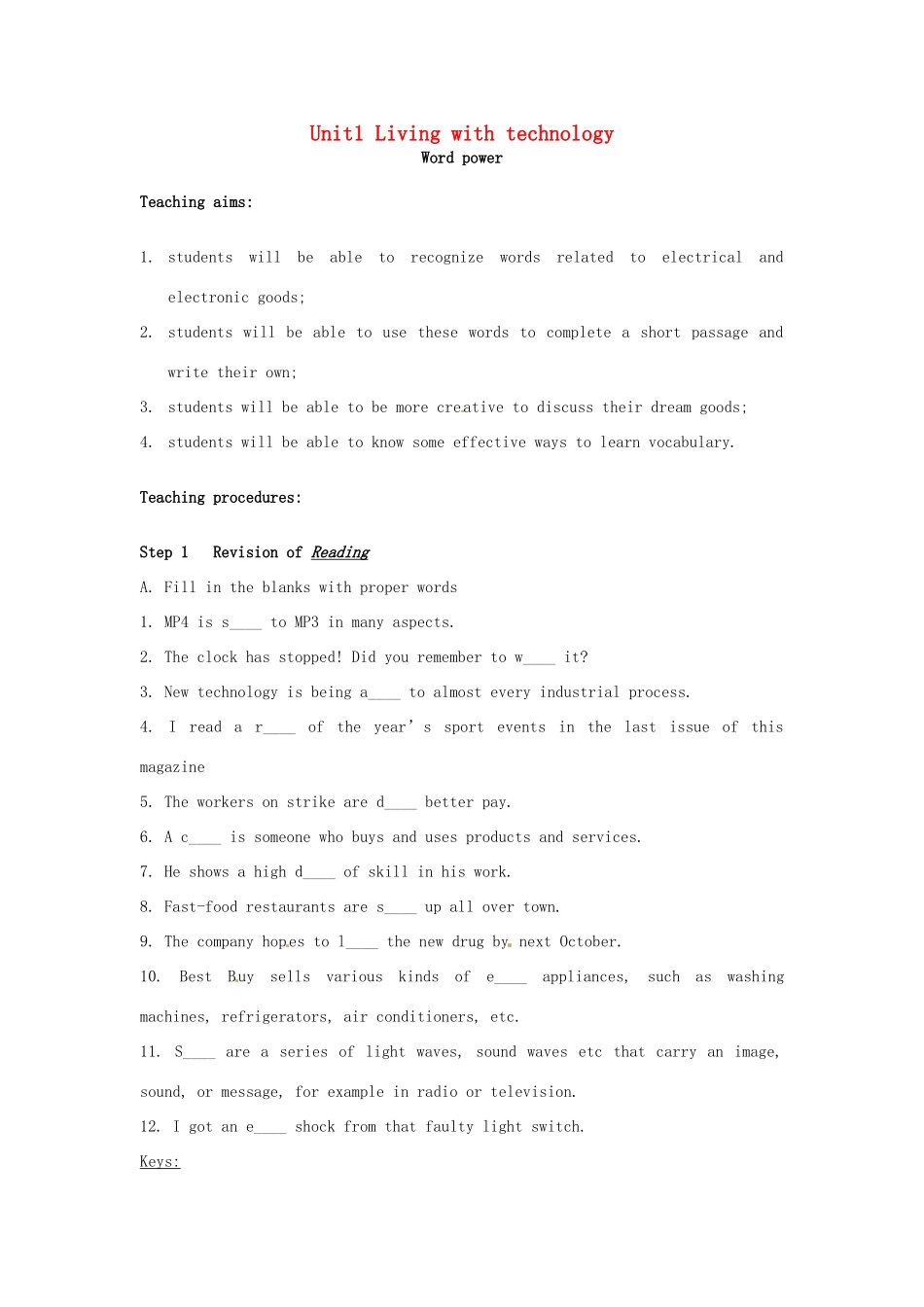 高中英语 Unit1 Word power教案 牛津译林版选修7-牛津版高二选修7英语教案_第1页