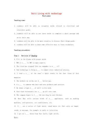 高中英语 Unit1 Word power教案 牛津译林版选修7-牛津版高二选修7英语教案