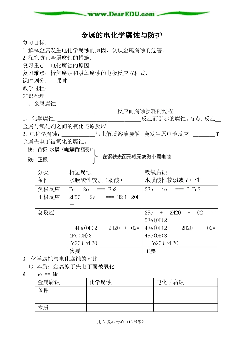高中化学新人教选修4 金属的电化学腐蚀与防护_第1页