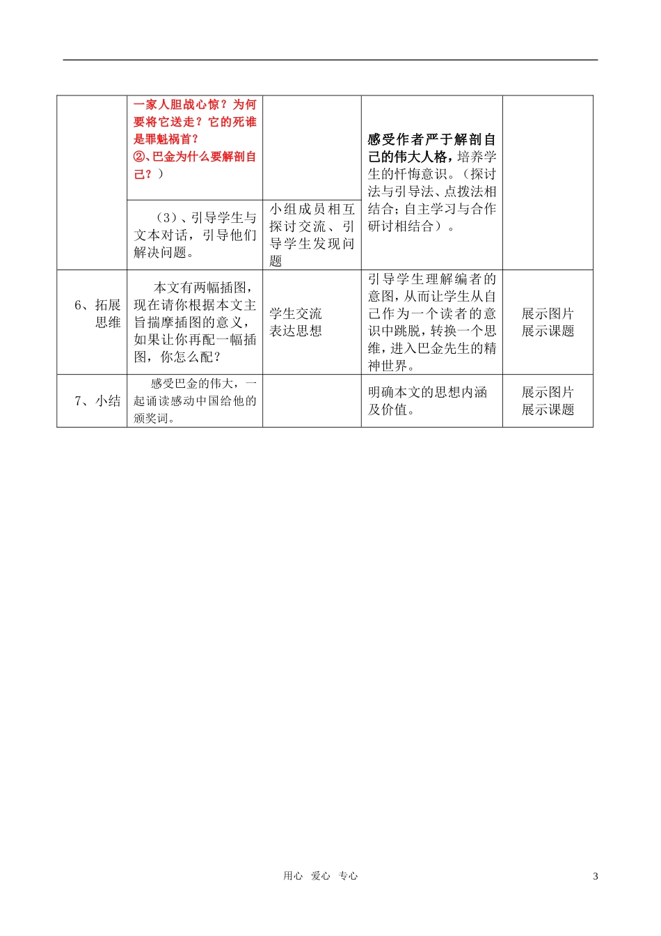 高中语文 小狗包弟教学设计教案 新人教版必修1_第3页