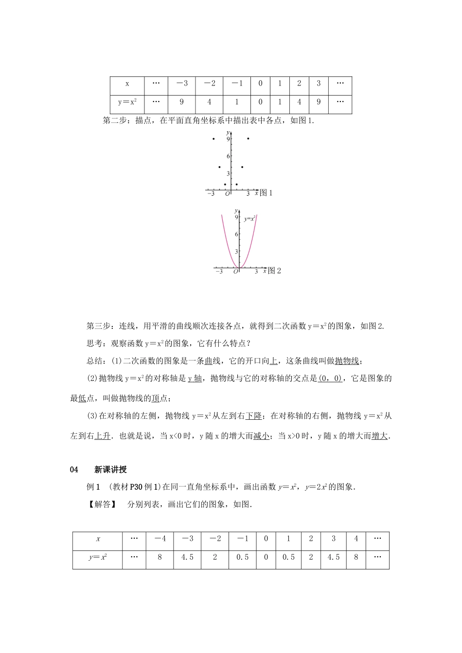 九年级数学上册 第二十二章 二次函数 22.1 二次函数的图象和性质 22.1.2 二次函数yax2的图象和性质教案 （新版）新人教版-（新版）新人教版初中九年级上册数学教案_第2页
