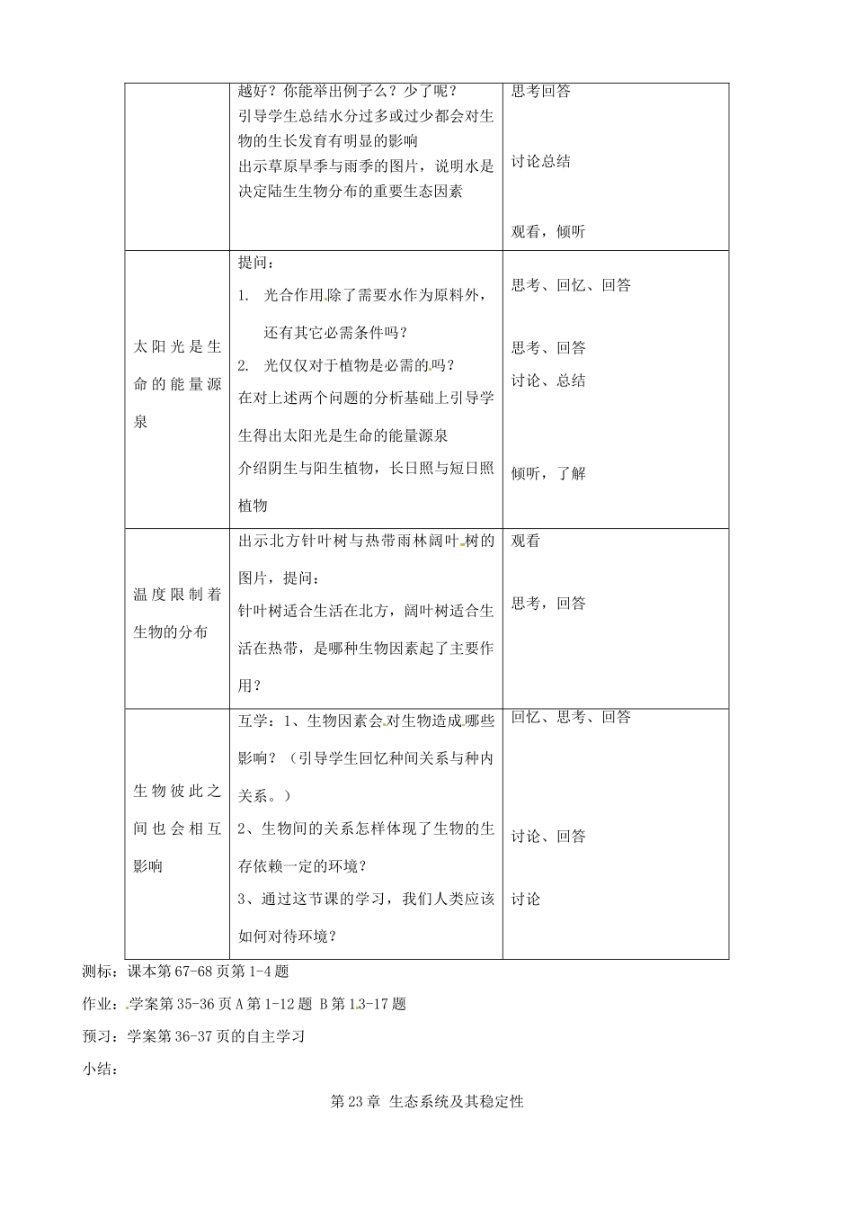 八年级生物下册 23.1 生物的生存依赖一定的环境教案 北师大版-北师大版初中八年级下册生物教案_第2页