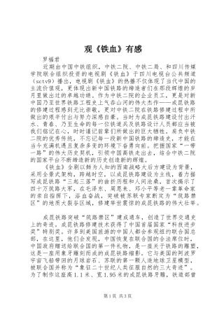 观《铁血》有感