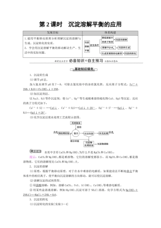 高中化学 第3章 水溶液中的离子反应与平衡 第4节 第2课时 沉淀溶解平衡的应用教案 新人教版选择性必修第一册-新人教版高中选择性必修第一册化学教案