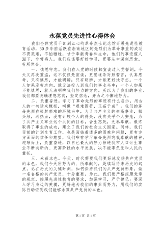 永葆党员先进性心得体会