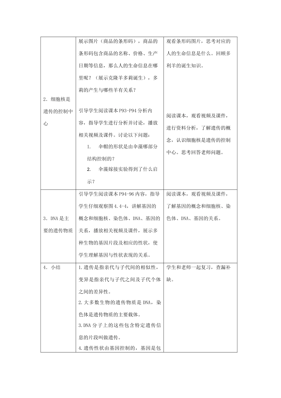八年级生物上册 4.4.1《遗传的物质基础》教案2 （新版）济南版-（新版）济南版初中八年级上册生物教案_第2页