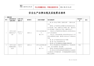 安全标准化法律法规及其他要求清单