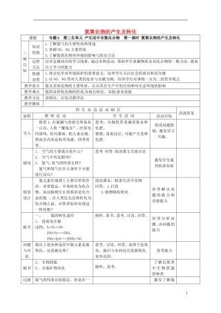 高中化学 4.2.1氮氧化物生产及转化教案 苏教版必修1-苏教版高一必修1化学教案