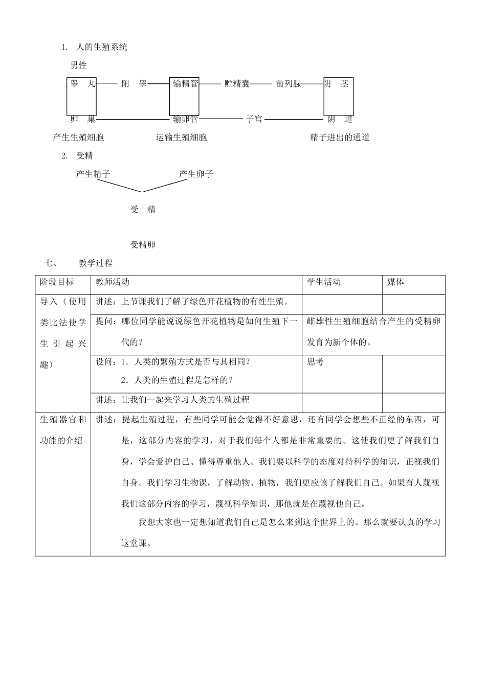 八年级生物上册 生物的有性生殖教案2 北京课改版_第2页