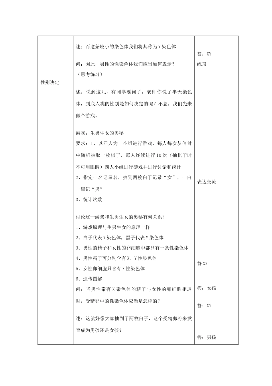 八年级生物上册 第5单元 生物的生殖、发育与遗传 第三节 人的性别决定名师教案2 苏教版_第3页