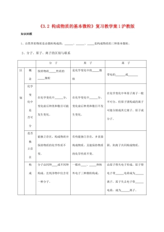 九年级化学上《3.2 构成物质的基本微粒》教学设计3沪教版