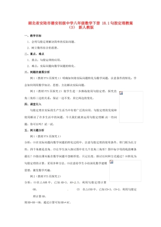 湖北省安陆市德安初级中学八年级数学下册 18.1勾股定理教案（3） 新人教版