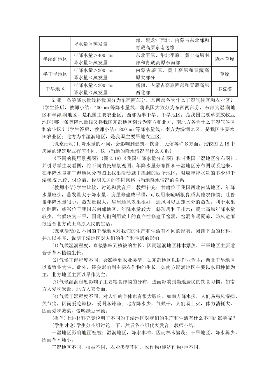 江苏省大丰市第七中学八年级地理《第二节气候多样季风显著2》教案_第3页