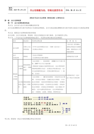 XXXX年会计从业资格《财经法规》必背知识点