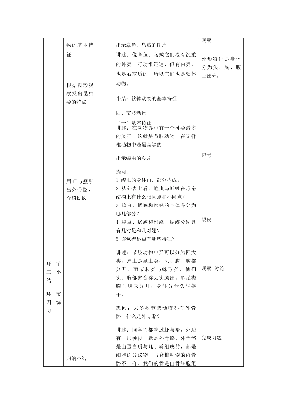 八年级生物上册 7.1.3《软体动物和节肢动物》教案 鲁科版-鲁科版初中八年级上册生物教案_第2页