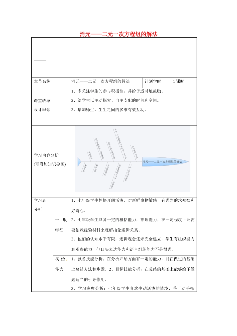 河南省洛阳34中七年级数学下册 二元一次方程组的解法教案 华东师大版_第1页
