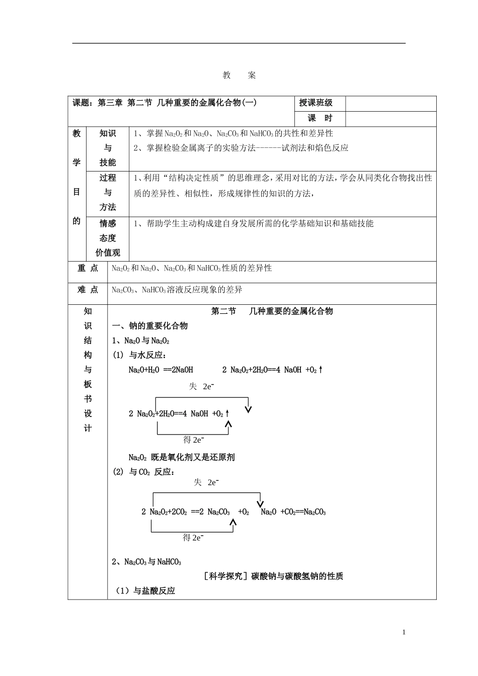 高中化学 《几种重要的金属化合物》教案3 新人教版必修1_第1页