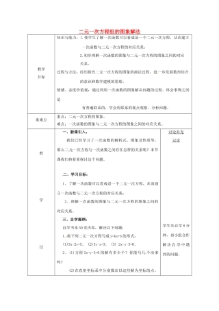 安徽省固镇县八年级数学上册 12.3 一次函数与二元一次方程 二元一次方程组的图像解法（1）教案 （新版）沪科版-（新版）沪科版初中八年级上册数学教案