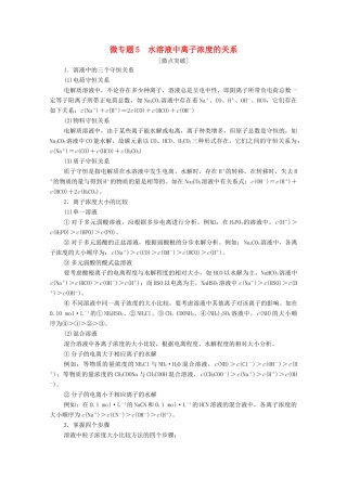 高中化学 第3章 水溶液中的离子反应与平衡 第3节 微专题5 水溶液中离子浓度的关系教案 新人教版选择性必修第一册-新人教版高中选择性必修第一册化学教案