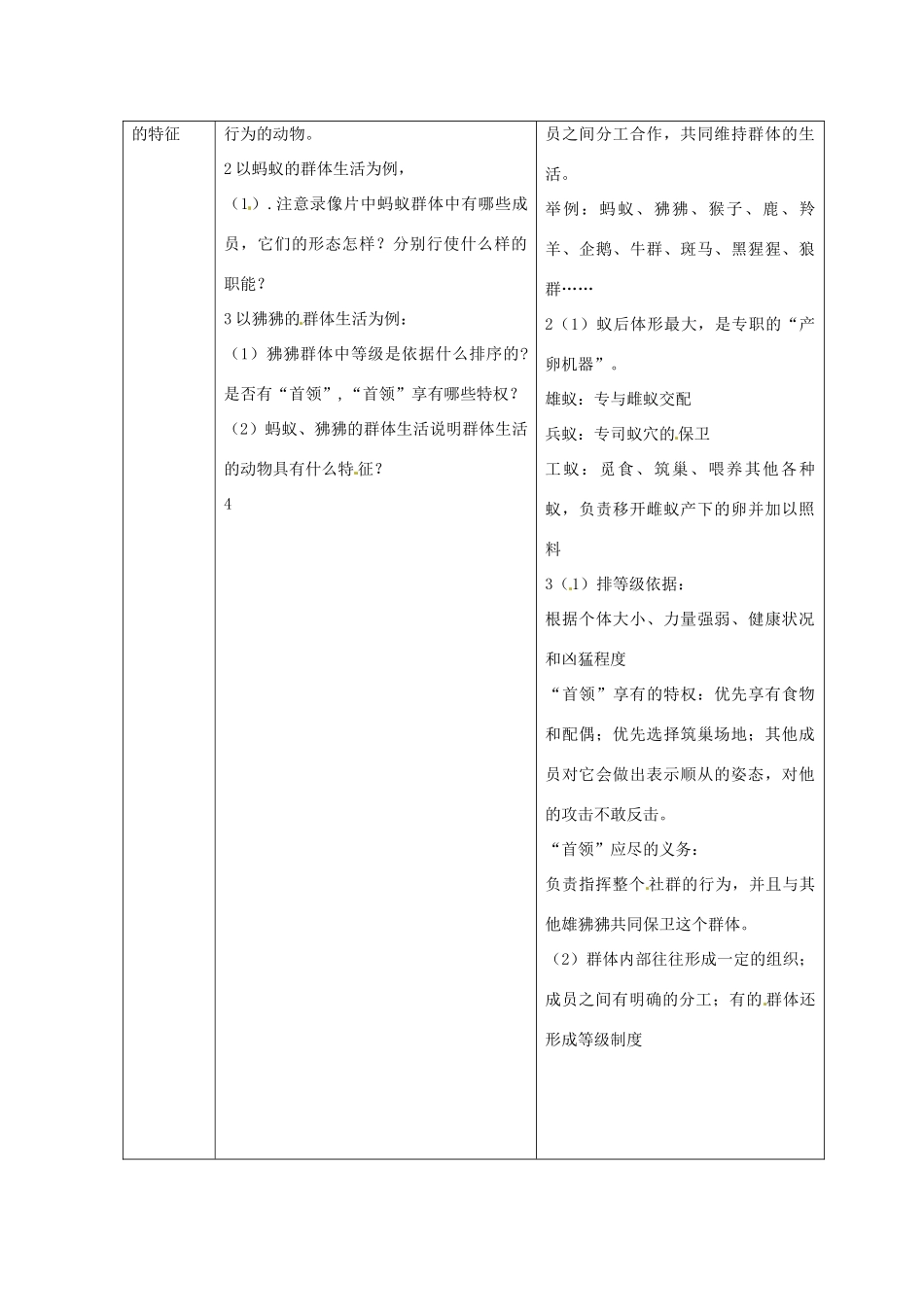 湖南省长沙市长郡芙蓉中学八年级生物上册《5.2.3 社会行为（一）》教案 （新版）新人教版_第2页