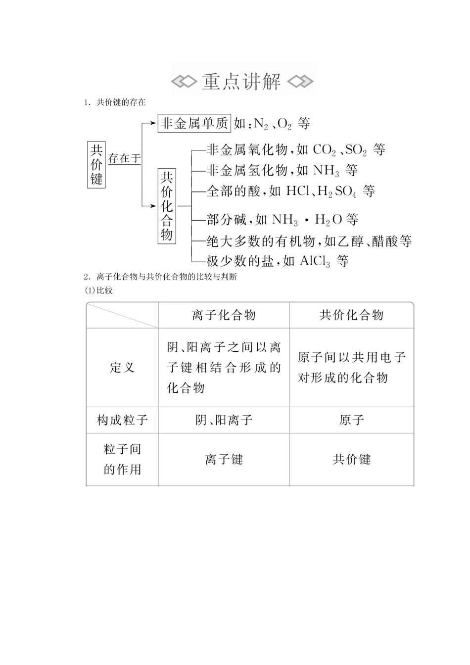 高中化学 第四章 第三节 第二课时 共价键教案 新人教版必修第一册-新人教版高一第一册化学教案_第3页