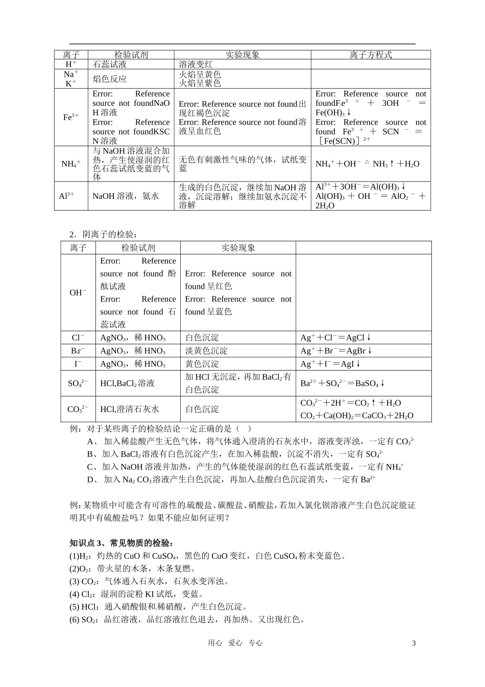 高中化学 物质的分离与检验教案 苏教版必修1_第3页