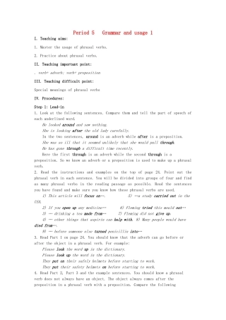 高中英语 Unit 2 Fit for life Period 5 Grammar and usage教案1 牛津译林版选修7