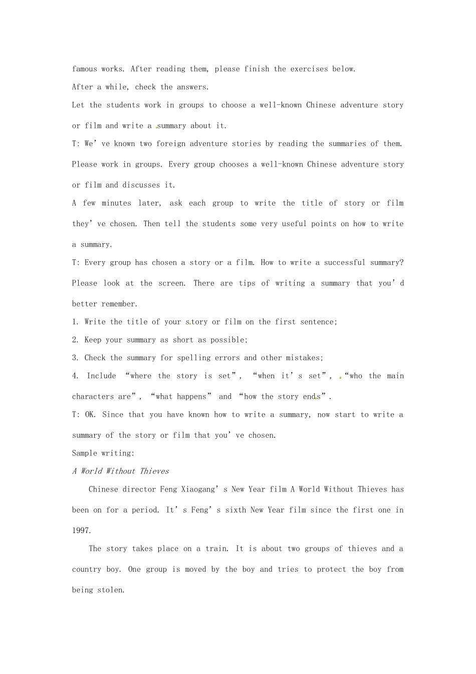 高中英语 Module3 TheFifth Period Writing教案 外研版必修5-外研版高二必修5英语教案_第2页