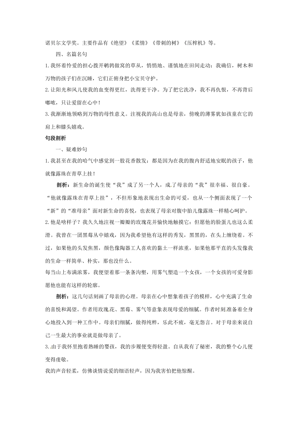 高中语文 母亲颂名师导航 鲁教版必修3 _第2页