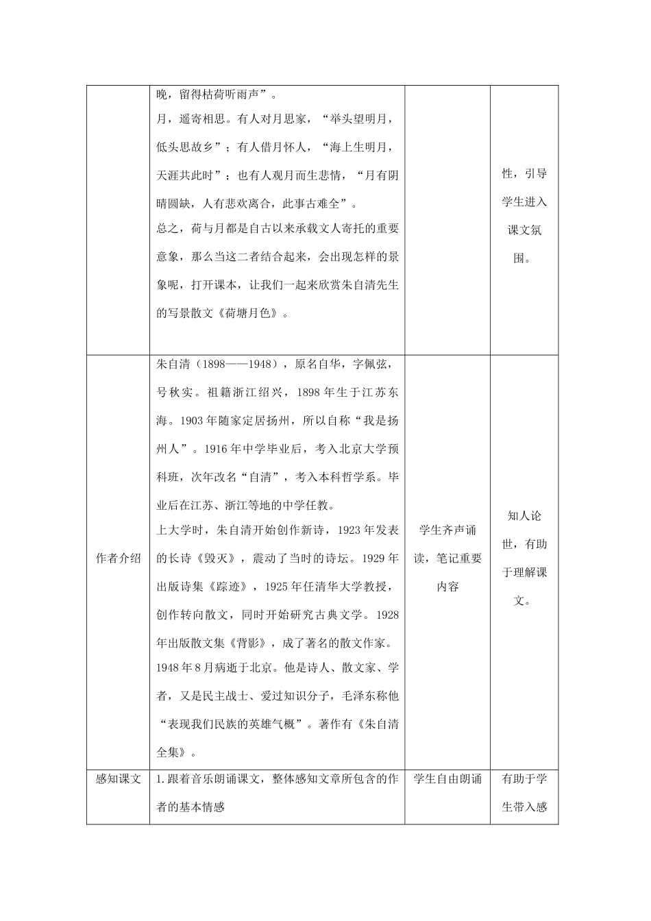 高中语文 1《荷塘月色》教学设计 新人教版必修2-新人教版高一必修2语文教案_第2页