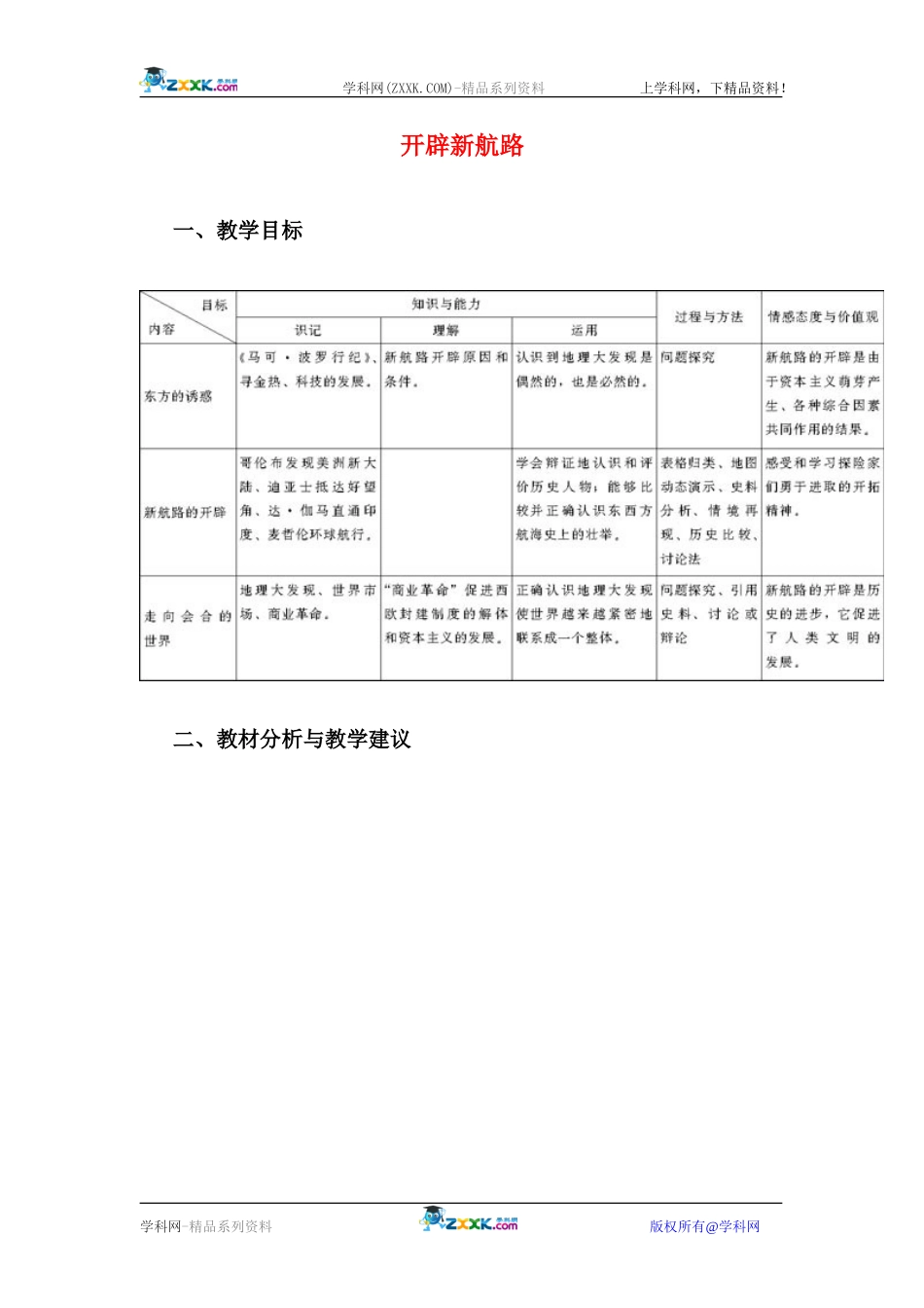 高中历史：2.5开辟新航线 教案 新人教版必修2_第1页