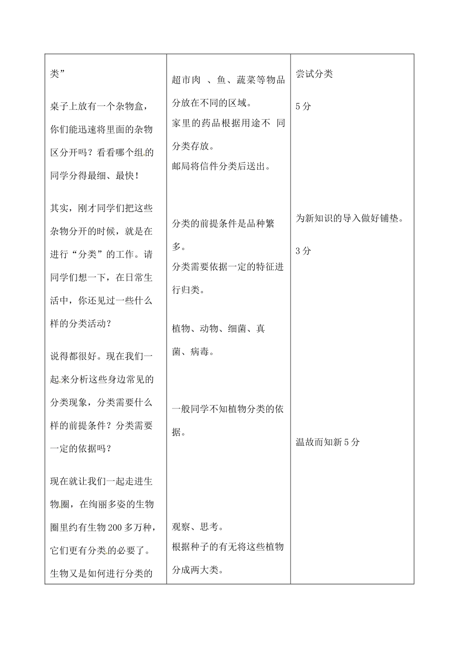 吉林省四平市第十七中学八年级生物上册 第一章 第一节 尝试对植物进行分类（一）教案 北师大版_第2页