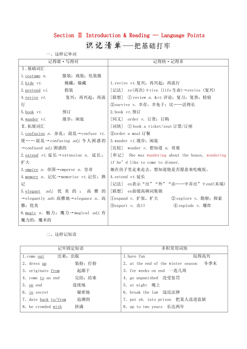 高中英语 Module 4 Carnival Section Ⅱ Introduction  Reading — Language Points教案（含解析）外研版必修5-外研版高二必修5英语教案_第1页
