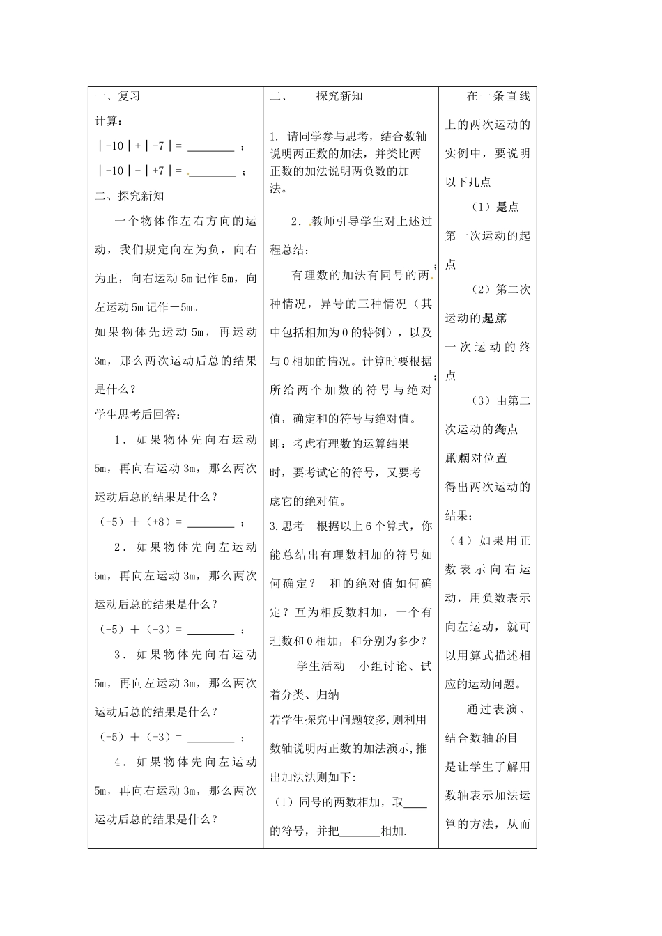 江苏省海门市七年级数学《13.1有理数的加法》教案 苏科版_第2页