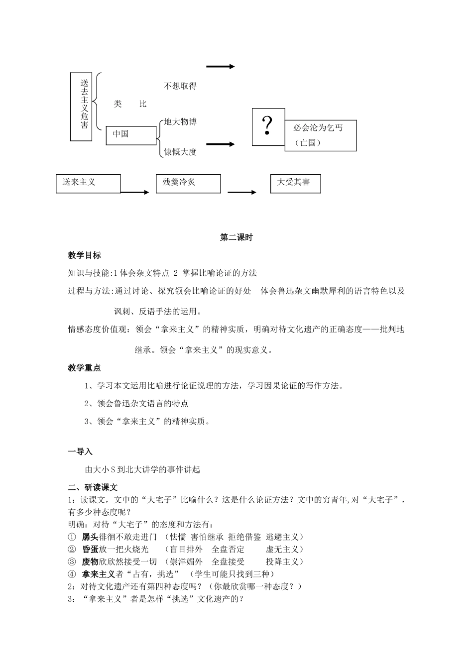 高中语文 第8课《拿来主义》（讲）新人教版必修4-新人教版高二必修4语文教案_第3页