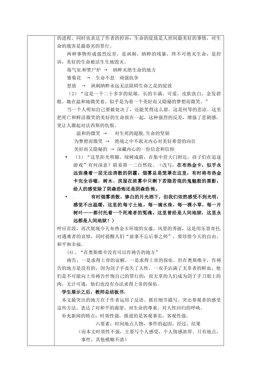 高中语文 第10课 短新闻两篇-奥斯维辛没有什么新闻教案 新人教版必修1-新人教版高一必修1语文教案_第2页