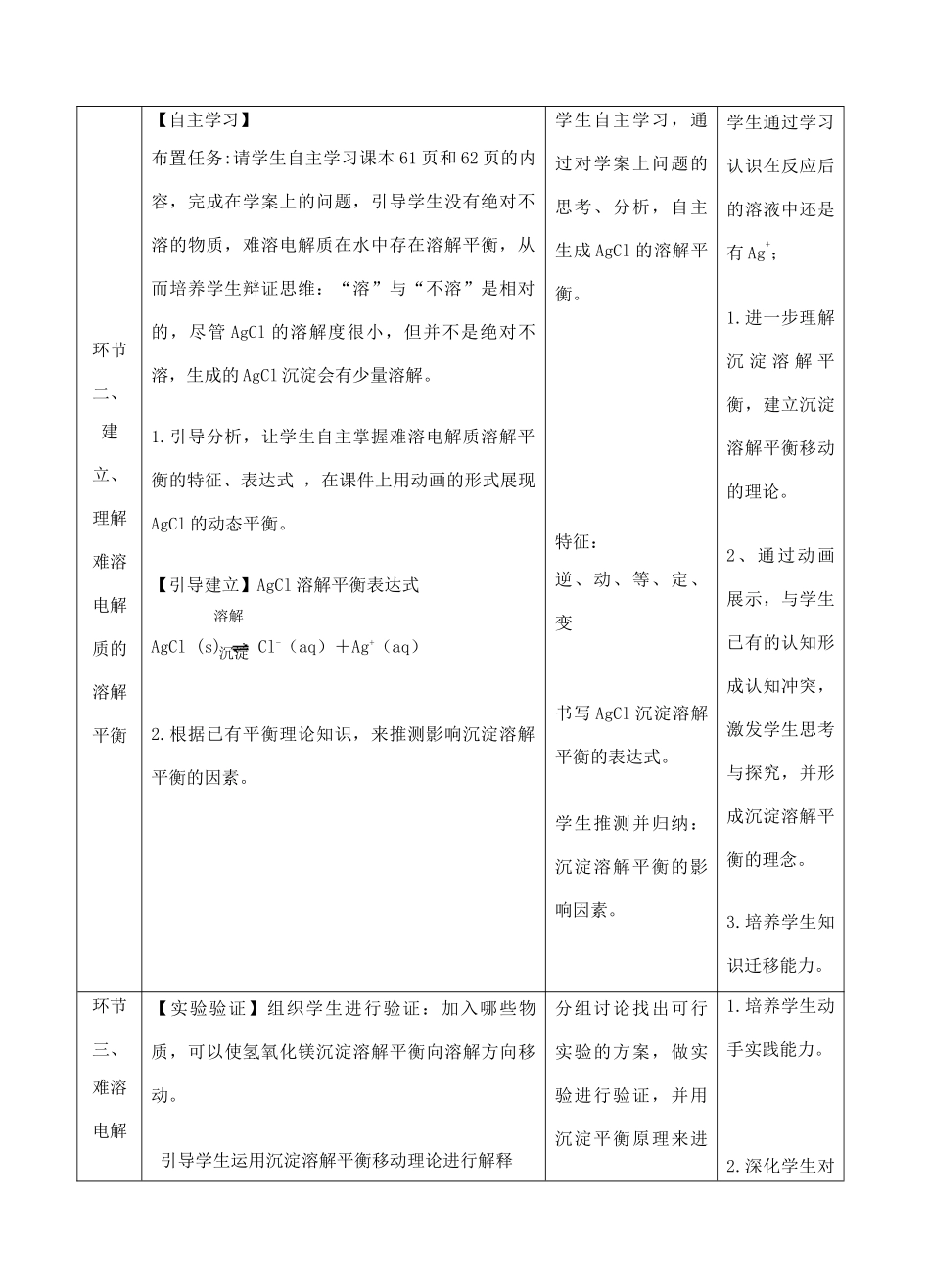 高中化学上学期《难溶电解质的溶解平衡》教学设计-人教版高中全册化学教案_第2页