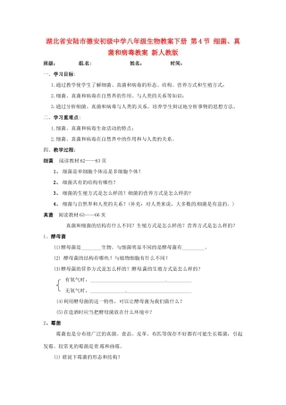 湖北省安陆市德安初级中学八年级生物教案下册 第4节 细菌、真菌和病毒教案 新人教版