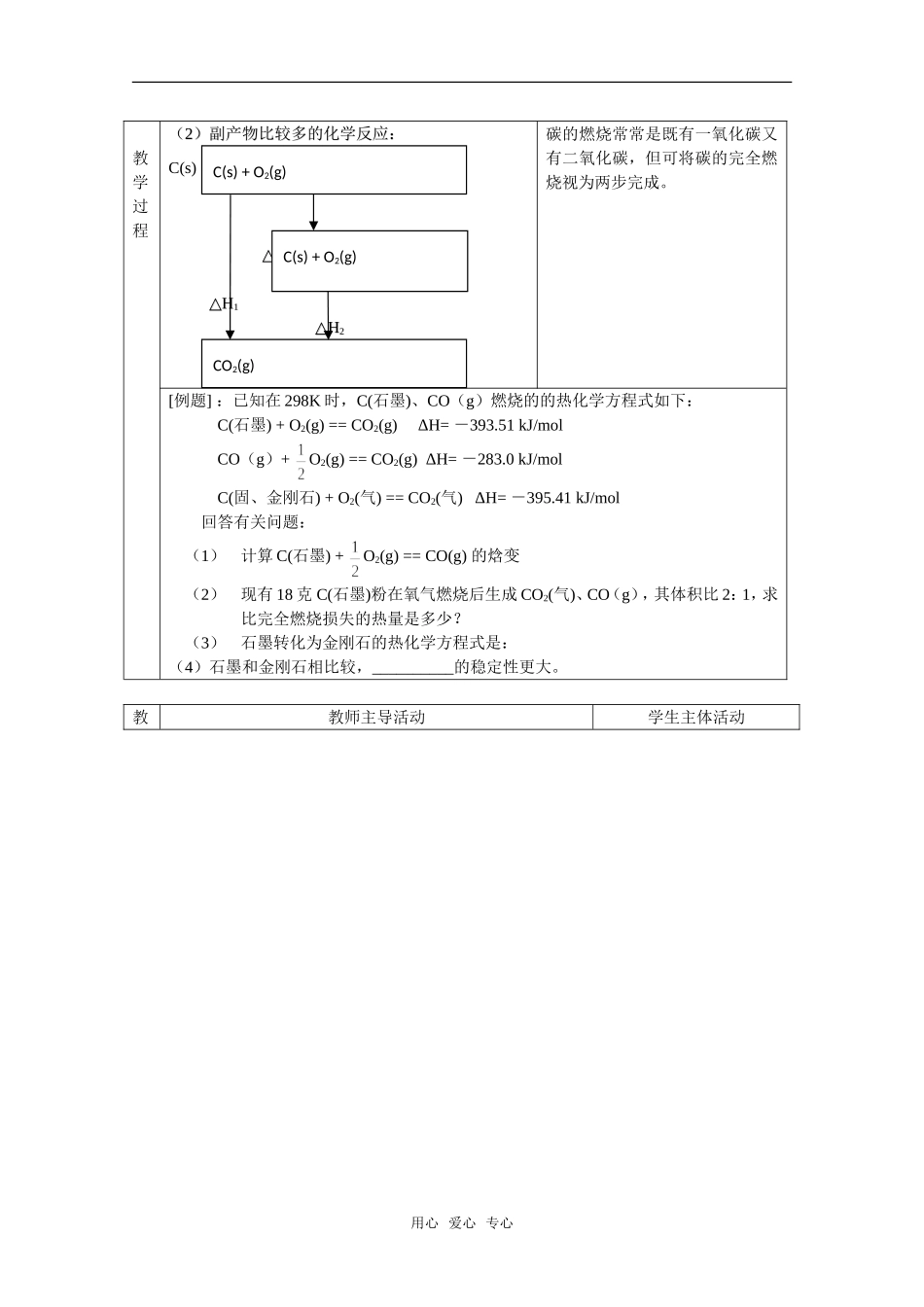 高中化学 1.1《反应热的测量与计算》教案 苏教版选修4_第2页