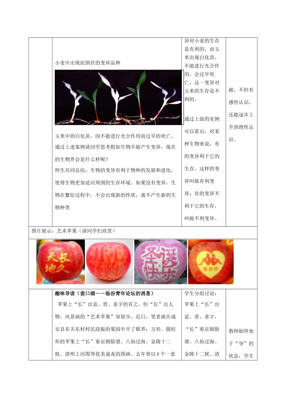 八年级生物上册 4.4.4《生物的变异》教案1 （新版）济南版-（新版）济南版初中八年级上册生物教案_第3页