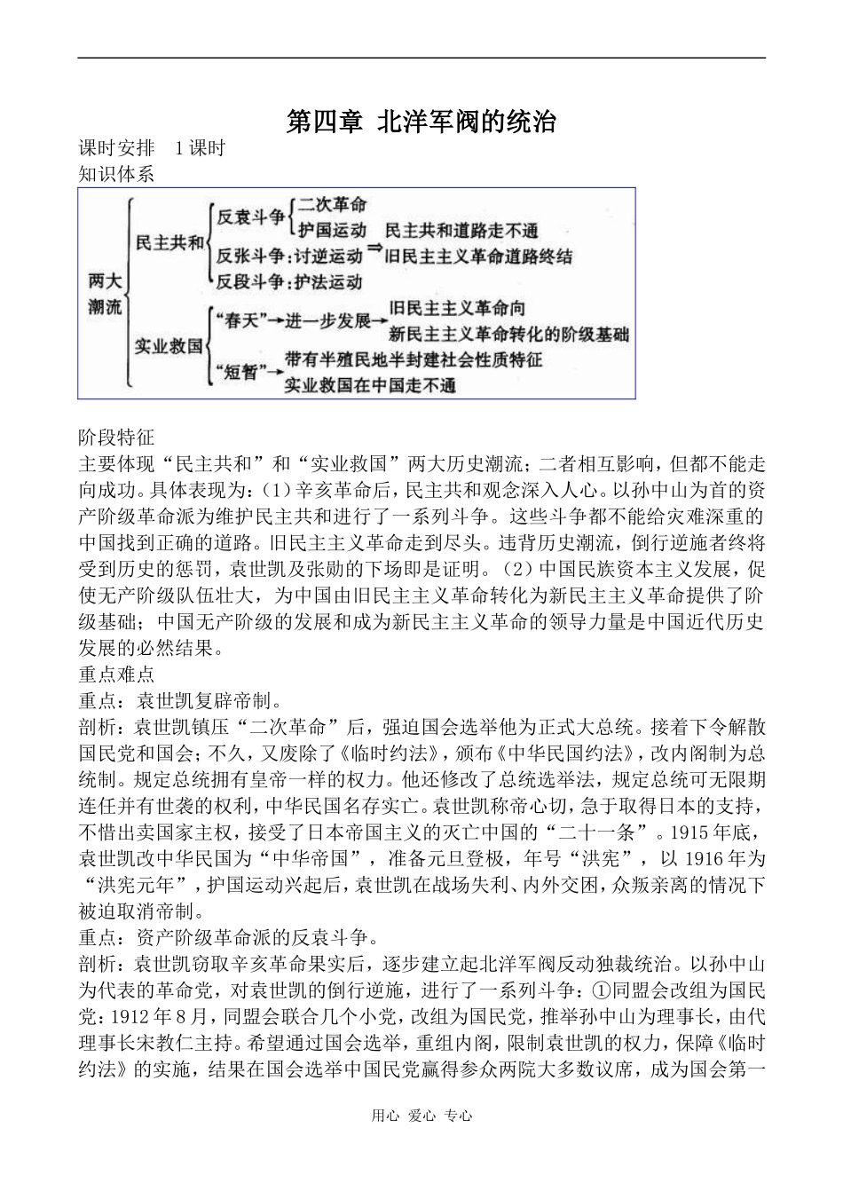 高中历史第四章 北洋军阀的统治人教版高一上_第1页