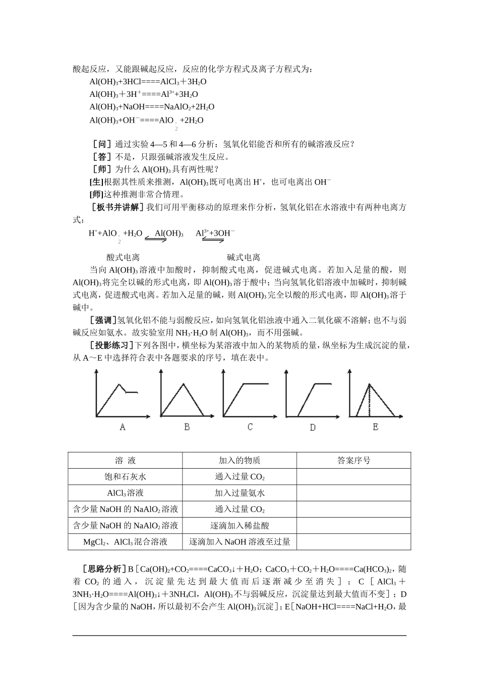 高中化学（大纲版）第二册 第四章  几种重要的金属 第一节镁和铝(第二课时)_第2页
