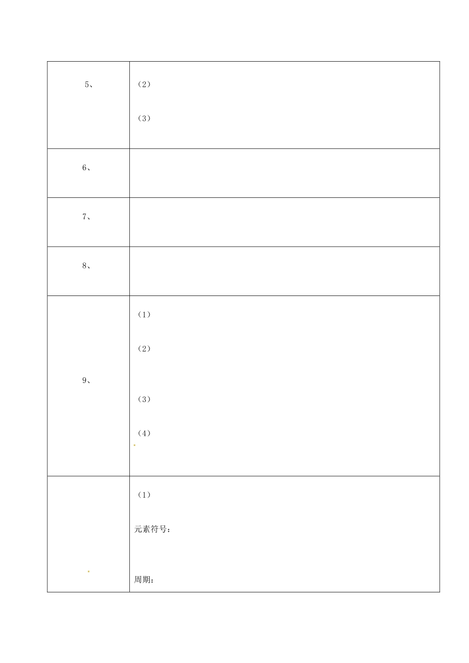 高中化学 第一章 物质结构元素周期律 1.1 元素周期表课后习题教案 新人教版必修2-新人教版高一必修2化学教案_第2页