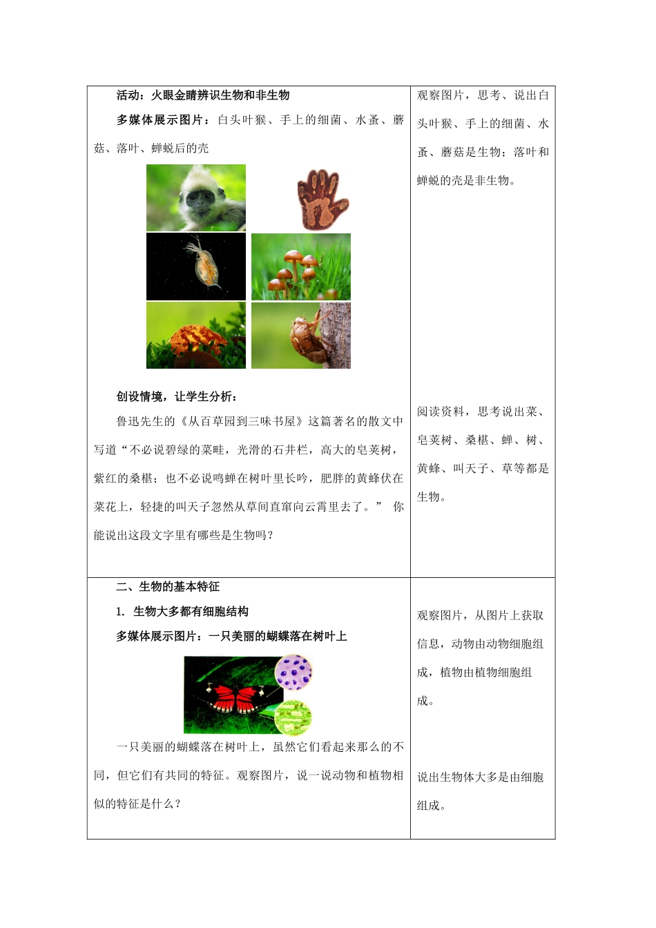 江苏省宿迁市钟吾初级中学七年级生物上册 第一单元《生物与生物学》教学设计 苏科版_第3页