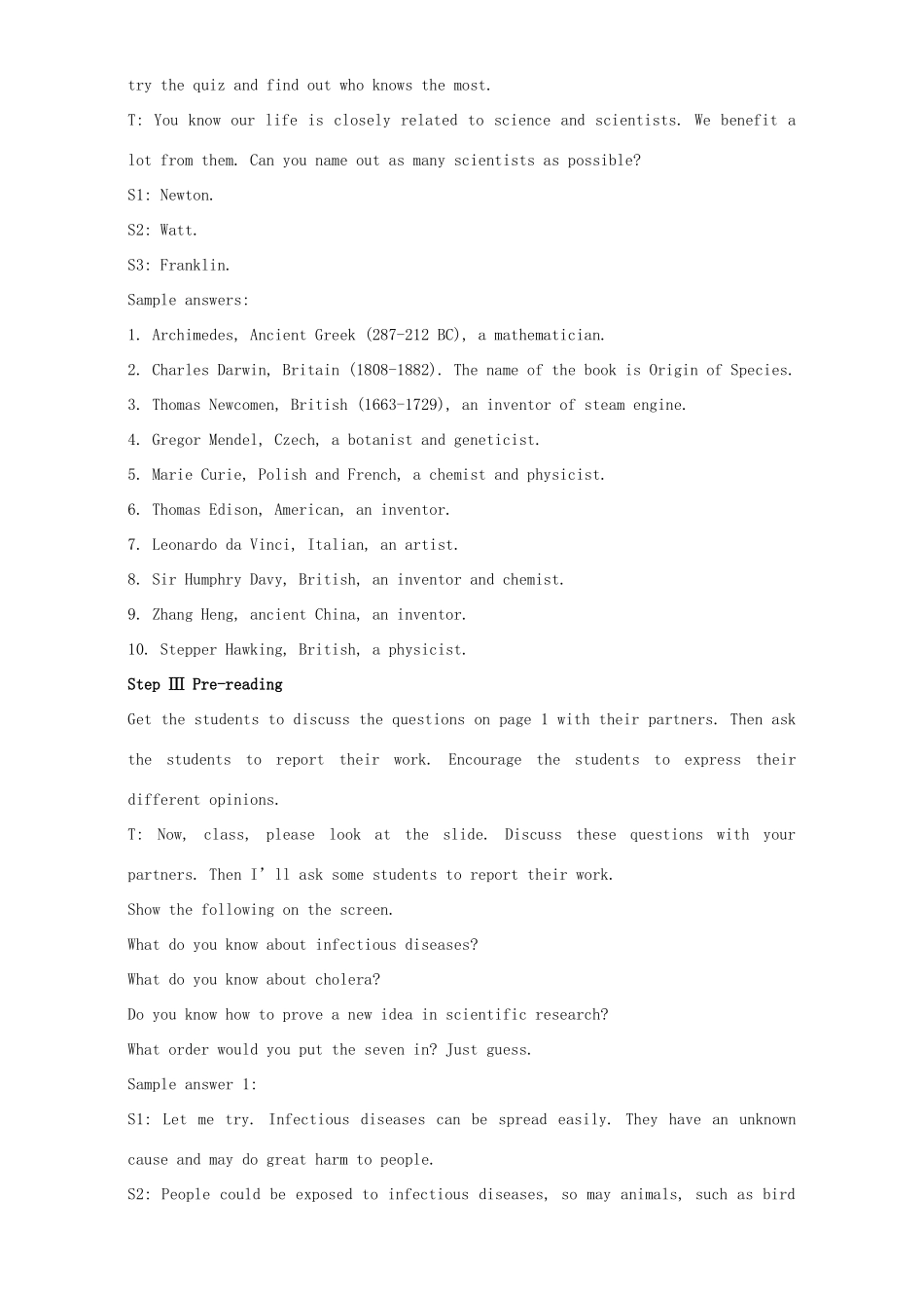 高中英语 Unit 1 Great scientists Period 1 Warming up and reading教学设计 新人教版必修5-新人教版高二必修5英语教案_第2页