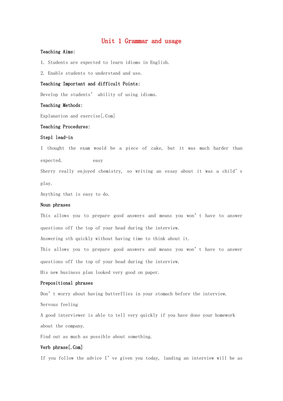 高中英语 Unit2 Getting a job-Grammar and usage精品教案 牛津译林版选修11_第1页