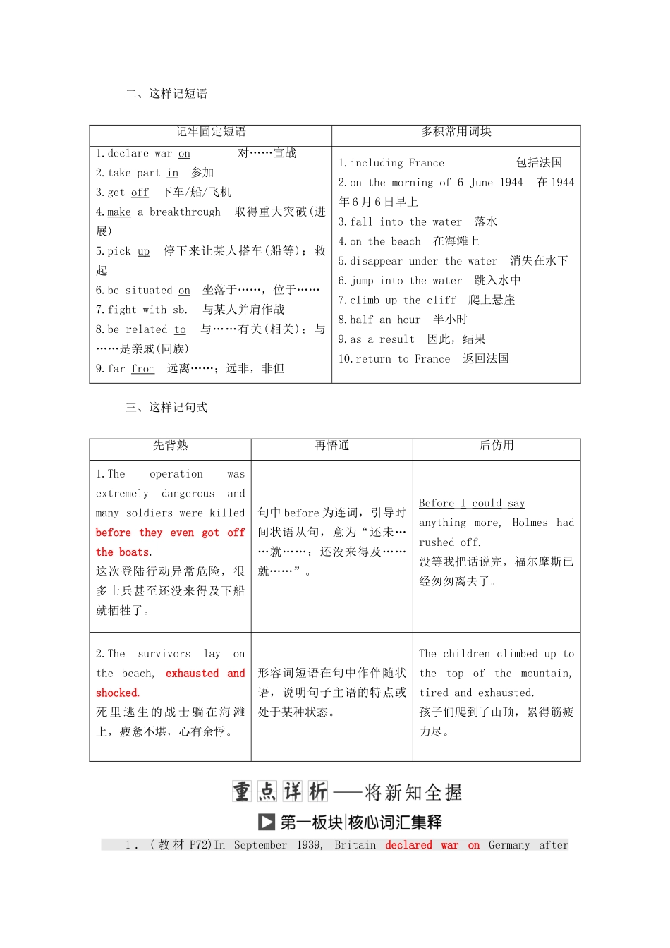 高中英语 Module 6 War and Peace Section Ⅱ Introduction  Reading — Language Points教案（含解析）外研版选修6-外研版高二选修6英语教案_第2页